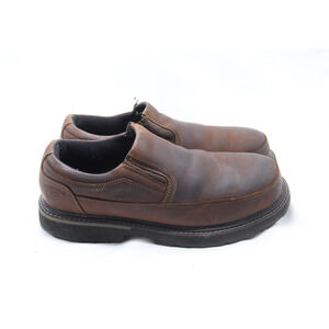 Skechers Segmment Safety Shoes Men 11 Brown Leather Slip On Composite Toe Enduro